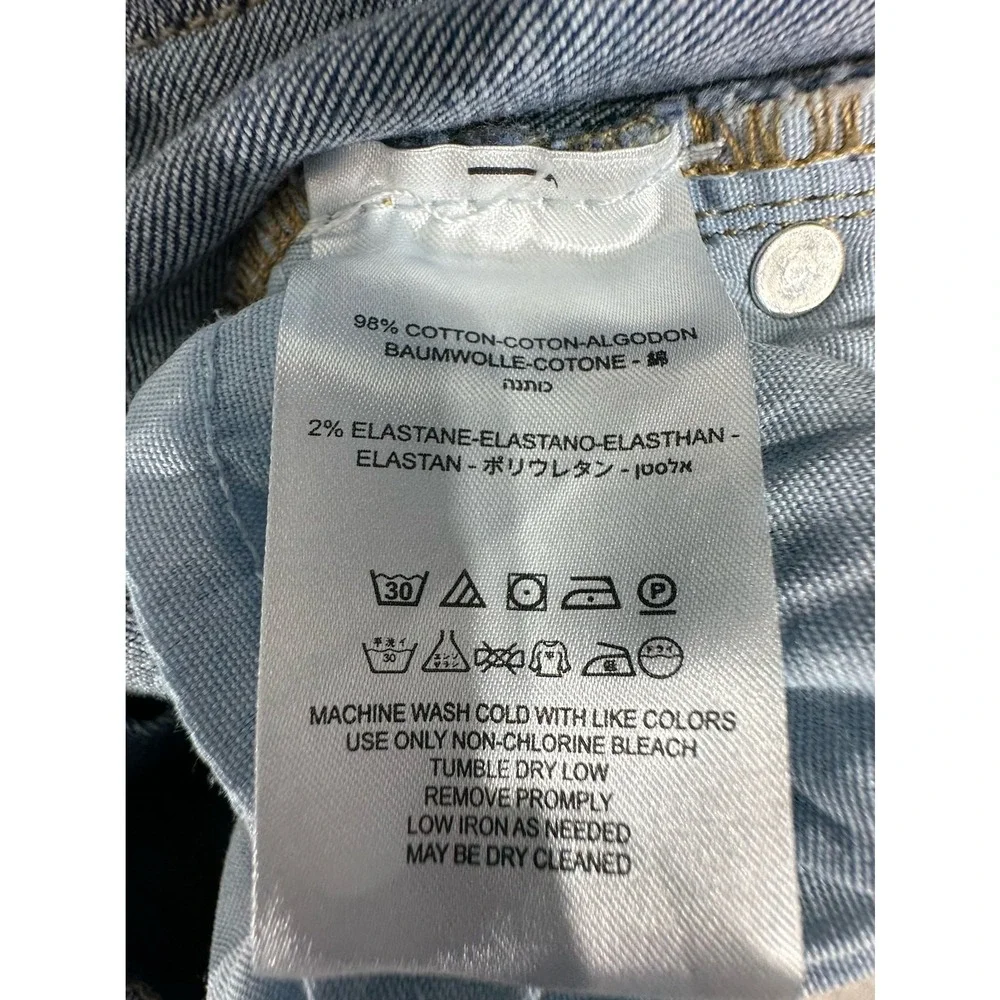 Free People Skinny Jeans 25 Blue Distressed Fringed Hem Mid Rise Boho Denim